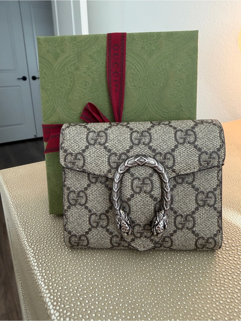 Gucci GG Supreme Dionysus Wallet with Silver-Tone Hardware